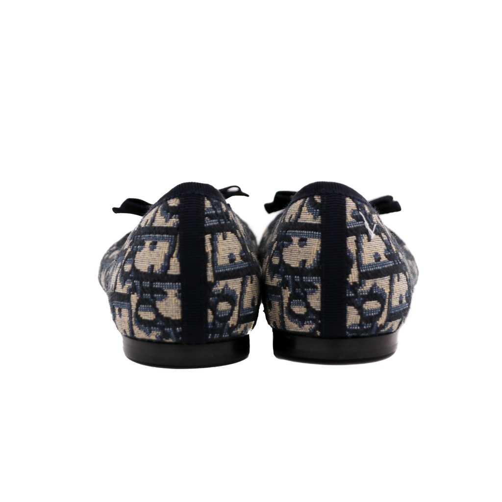 Christian Dior Poeme Ballet Flats In Blue and Beige Oblique In